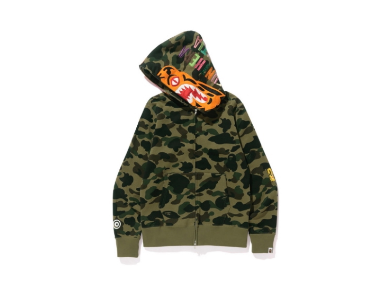 Худи BAPE 1st Camo Tiger Full Zip Hoodie Green