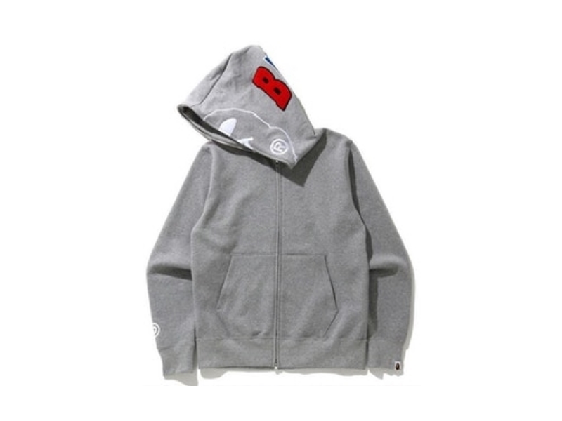 Худи BAPE 2nd Ape Full Zip Hoodie Gray