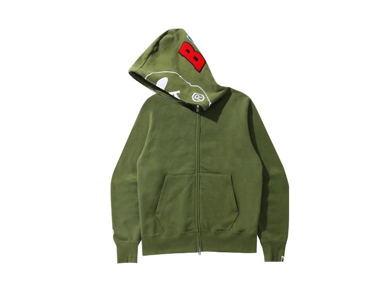 Худи BAPE 2nd Ape Full Zip Hoodie Olivedrab