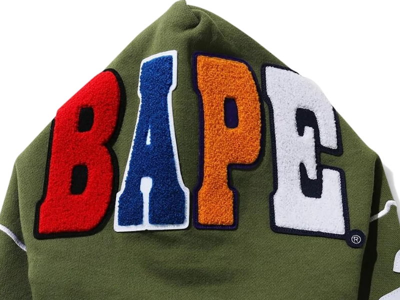 Худи BAPE 2nd Ape Full Zip Hoodie Olivedrab