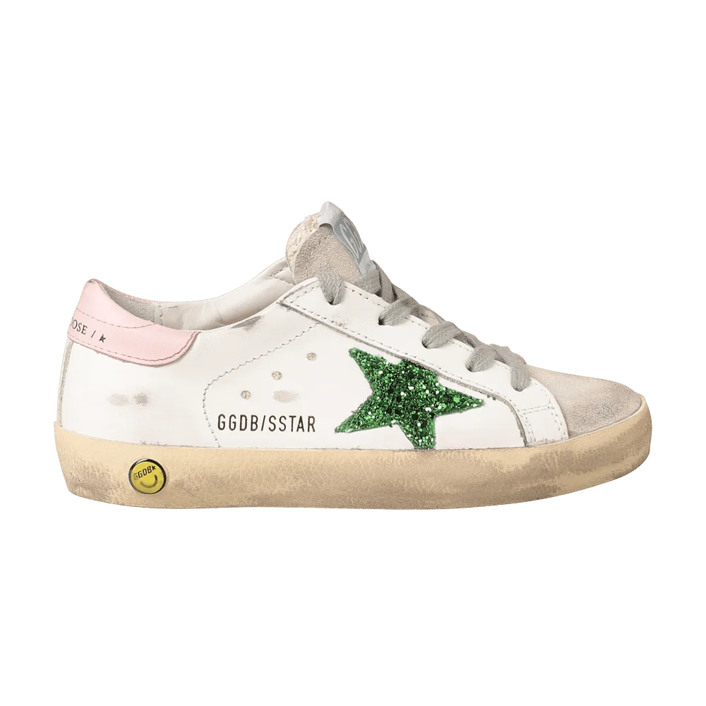 Кроссовки Golden Goose Superstar Kids 'White Emerald Green Glitter'
