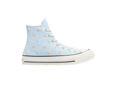 Wmns Converse Chuck 70 High Embroidered Floral Print Chambray Blue