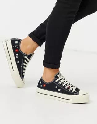 Кроссовки Wmns Converse Chuck Taylor All Star Lift Low Daisy Embroidery – Black