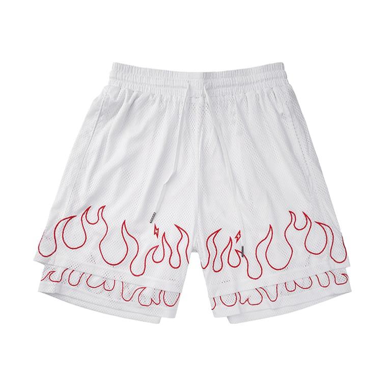 ehot-flames-white-shorts