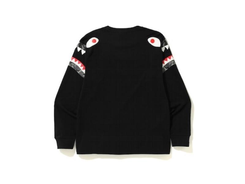 Футболка BAPE ABC Camo Shark Shoulder L/S Tee Black/Black