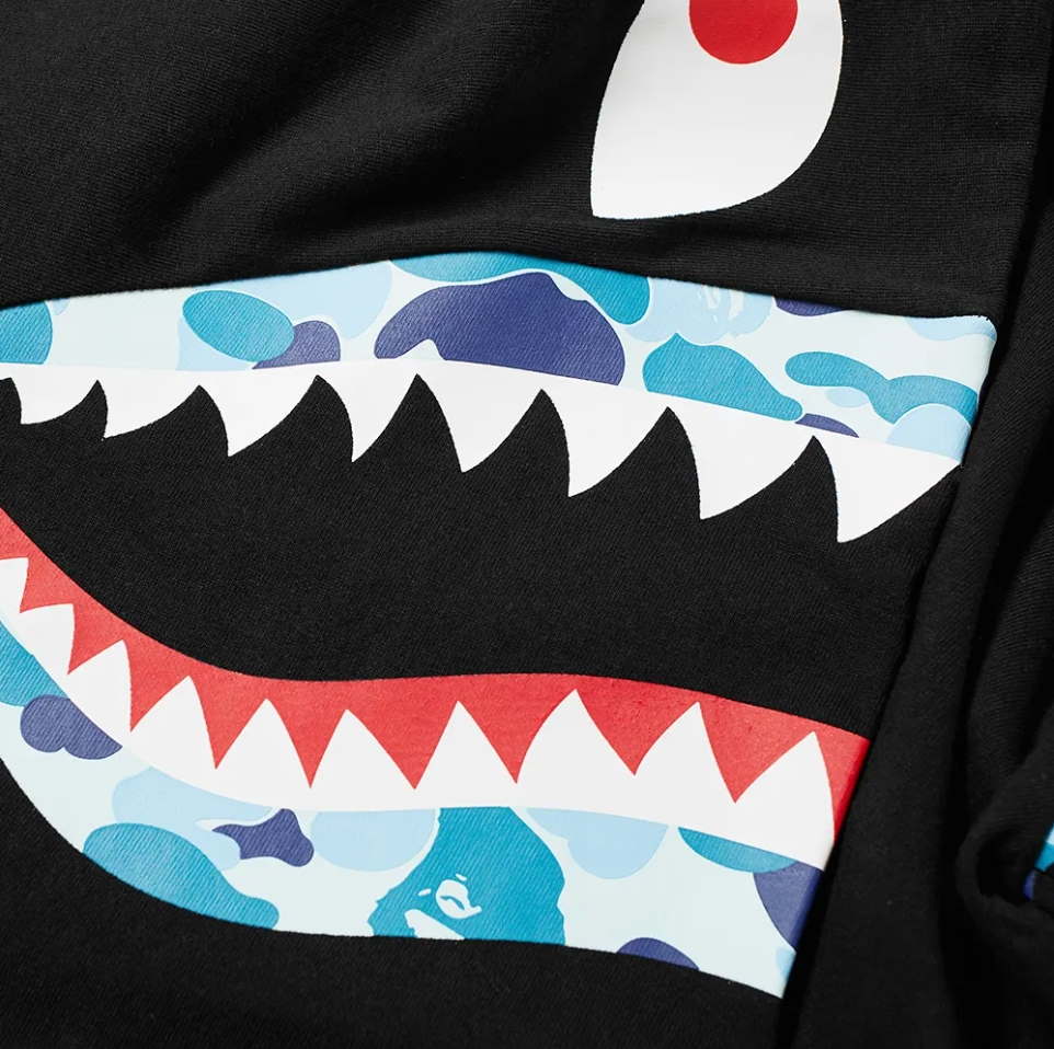 Футболка BAPE ABC Camo Shark Shoulder L/S Tee Black/Black