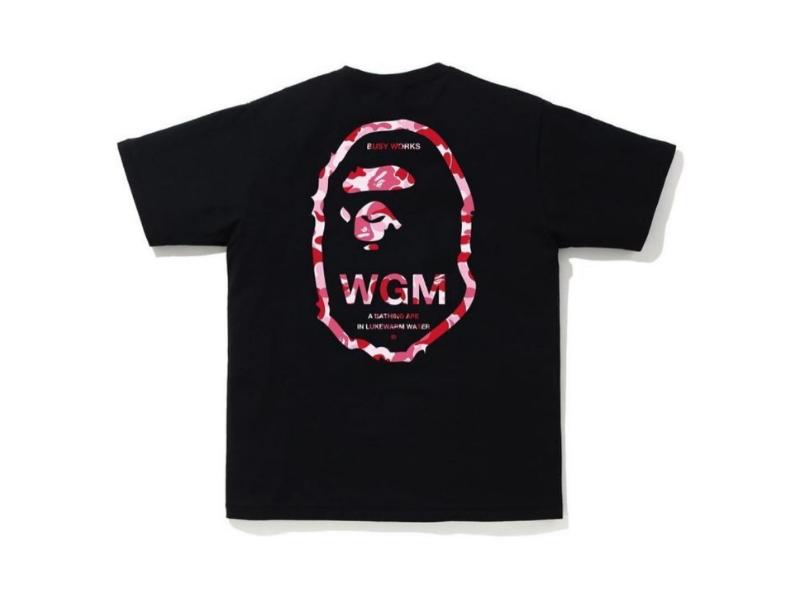 Футболка BAPE ABC Camo WGM Ape Head Tee Black/Pink