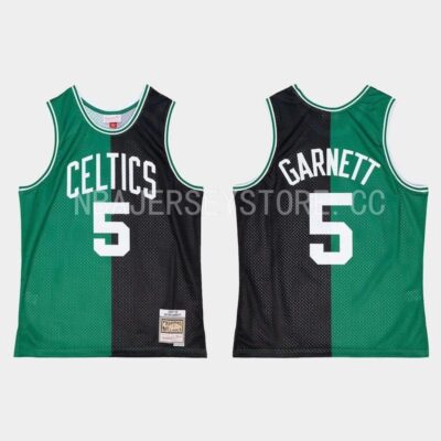2007-08-Boston-Celtics-5-Kevin-Garnett-Hardwood-Classics-Black-Green-Split-Jersey