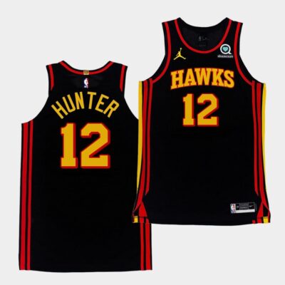 2020-21-Atlanta-Hawks-12-Deandre-Hunter-Authentic-Statement-Black-Jersey