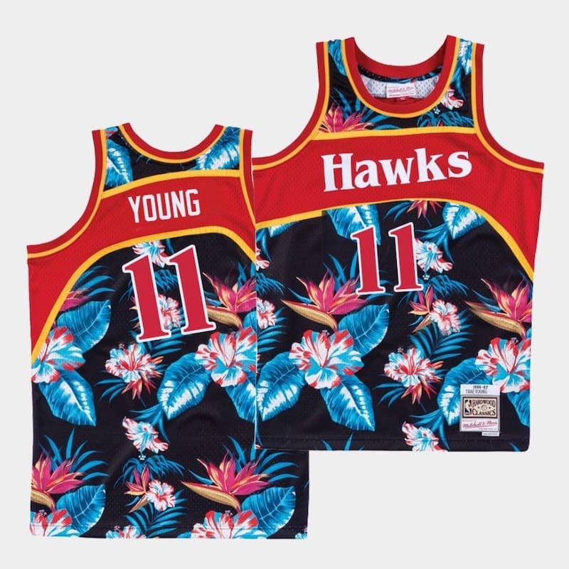 atlanta-hawks-11-trae-young-floral-fashion-swingman-black-jersey