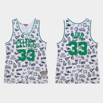 1985-86-Boston-Celtics-33-Larry-Bird-White-Doodle-Jersey