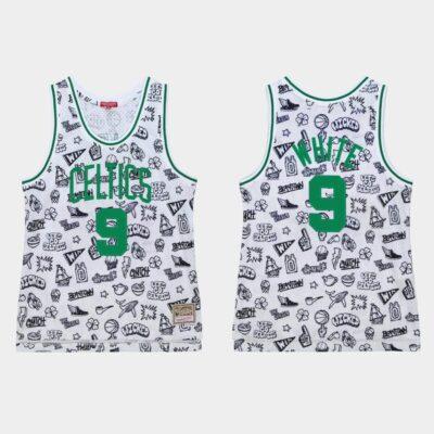 1985-86-Boston-Celtics-9-Derrick-White-White-Doodle-Jersey