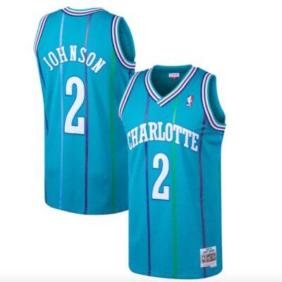 1992-93-Charlotte-Hornets-2-Larry-Johnson-Hardwood-Classics-Teal-Jersey-1