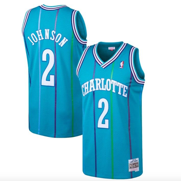 1992-93-charlotte-hornets-2-larry-johnson-hardwood-classics-teal-jersey