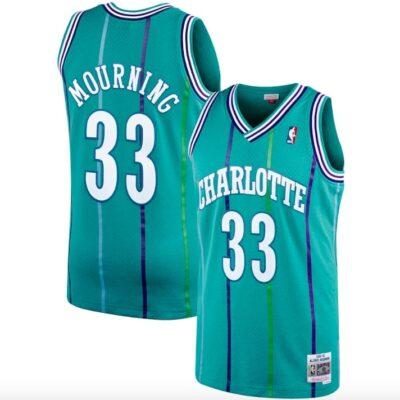 1992-93-Charlotte-Hornets-33-Alonzo-Mourning-Mitchell-Ness-Teal-Jersey-1