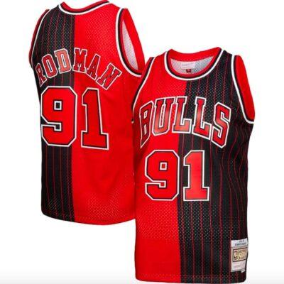 1995-96-Chicago-Bulls-91-Dennis-Rodman-Mitchell-Ness-Split-RedBlack-Jersey-1
