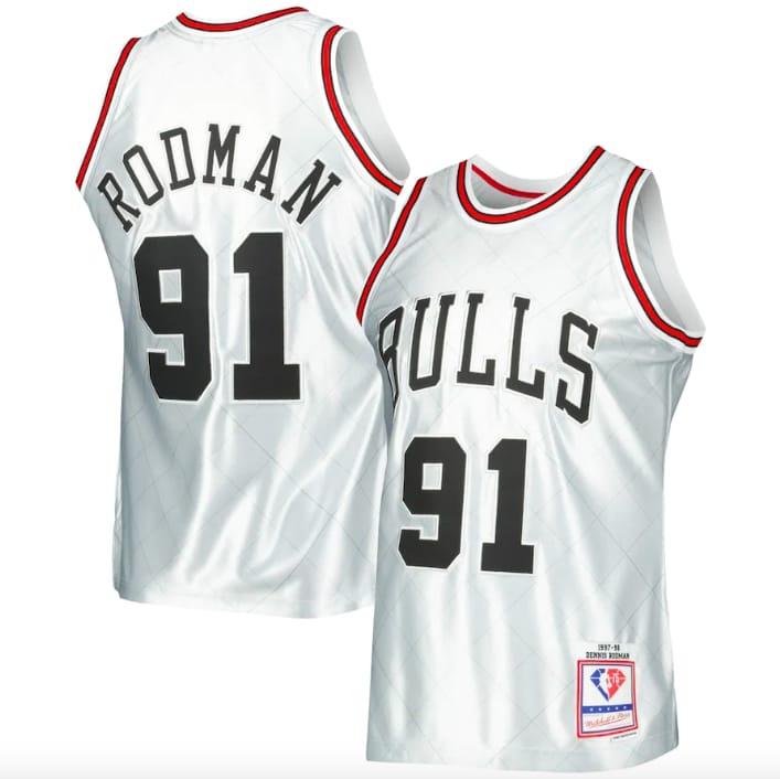 1997-98-chicago-bulls-91-dennis-rodman-hardwood-classics-75th-anniversary-platinum-jersey