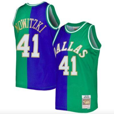 1998-2019-Dallas-Mavericks-41-Dirk-Nowitzki-Mitchell-Ness-Split-BlueGreen-Jersey-1
