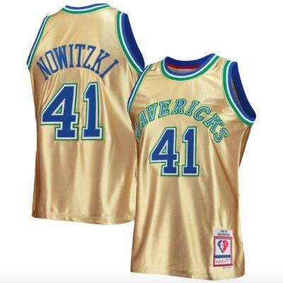 1998-99-Dallas-Mavericks-41-Dirk-Nowitzki-Mitchell-Ness-75th-Anniversary-Gold-Jersey-2