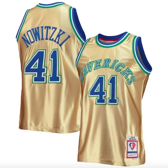 1998-99-dallas-mavericks-41-dirk-nowitzki-mitchell-amp-ness-75th-anniversary-gold-jersey