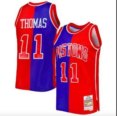 1988-89-Detroit-Pistons-11-Isiah-Thomas-Mitchell-Ness-Split-BlueRed-Jersey-2