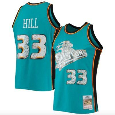 1996-97-Detroit-Pistons-33-Grant-Hill-Mitchell-Ness-NBA-75th-Anniversary-Diamond-Teal-Jersey-1