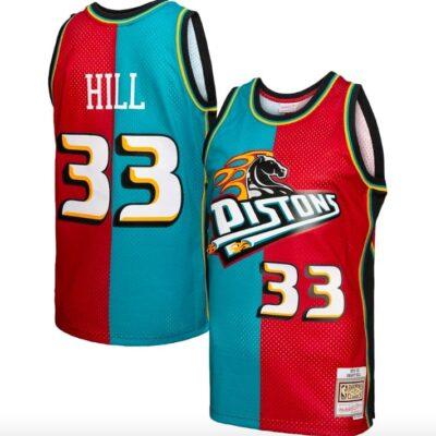 1999-00-Detroit-Pistons-33-Grant-Hill-Mitchell-Ness-Split-TealRed-Jersey-2