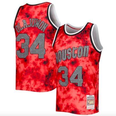 1993-94-Houston-Rockets-34-Hakeem-Olajuwon-Mitchell-Ness-Galaxy-Red-Jersey-1
