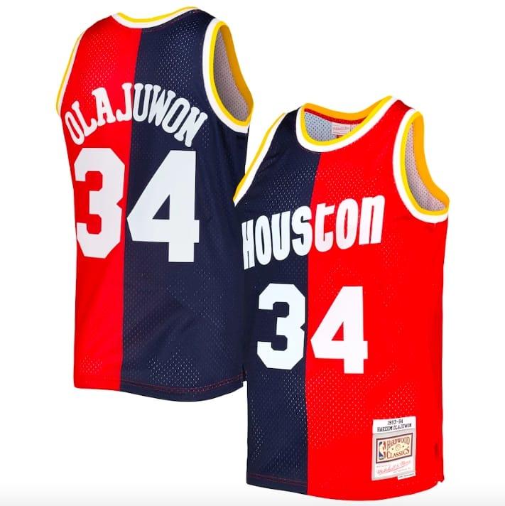 1993-94-houston-rockets-34-hakeem-olajuwon-mitchell-amp-ness-split-navy-red-jersey