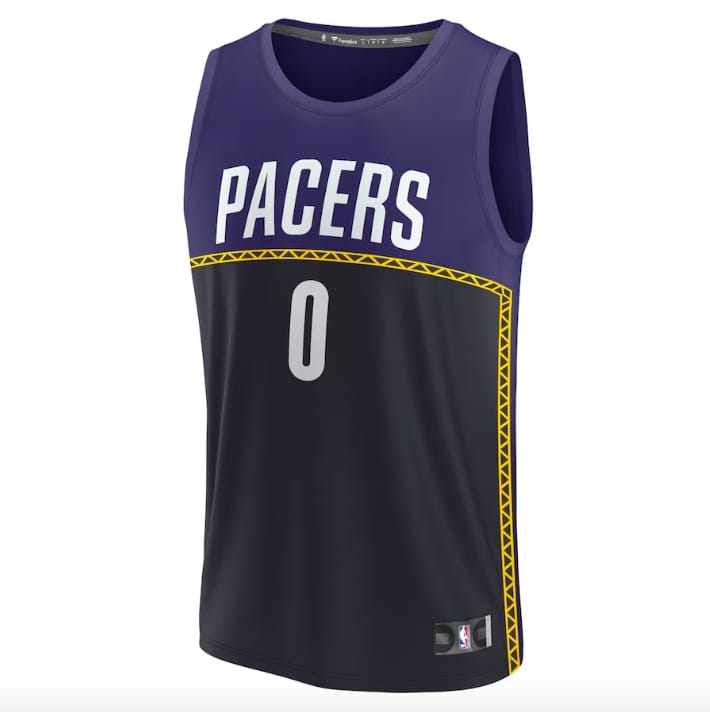 Баскетбольная джерси 2022-23 Indiana Pacers  #0 Tyrese Haliburton Fast Break City Blue Jersey