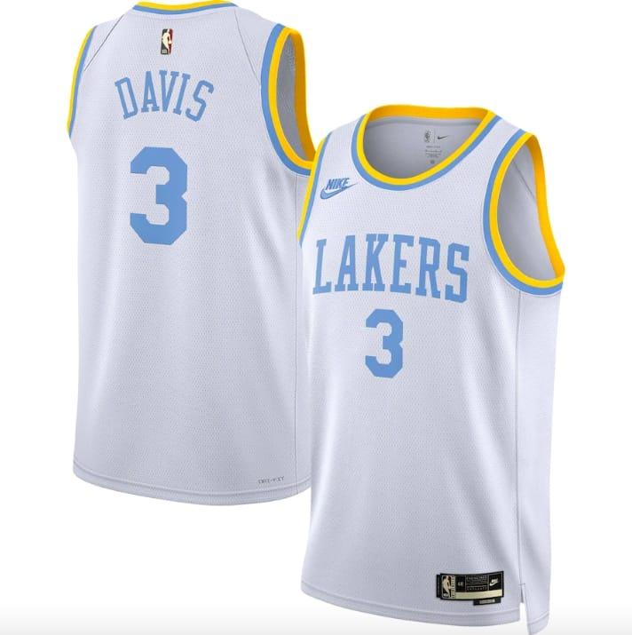 2022 23 LA Lakers 3 Anthony Davis Swingman Classic White Jersey