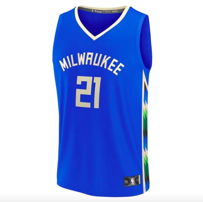 Баскетбольная джерси 2022-23 Milwaukee Bucks #21 Jrue Holiday Fastbreak City Royal Jersey