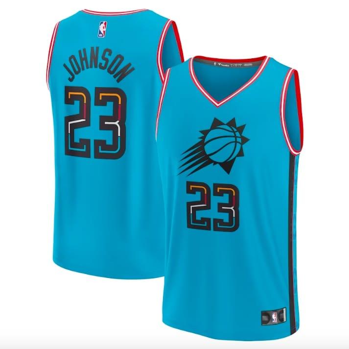 2022 23 Phoenix Suns 23 Cameron Johnson Fastbreak City Turquoise Jersey