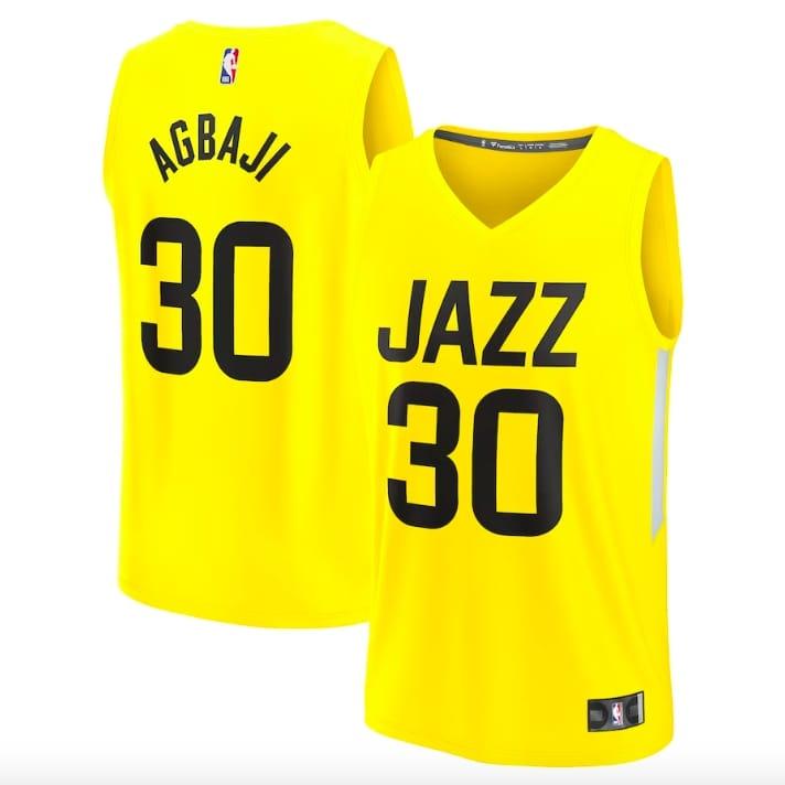 2022-23-utah-jazz-30-ochai-agbaji-fast-break-icon-yellow-jersey