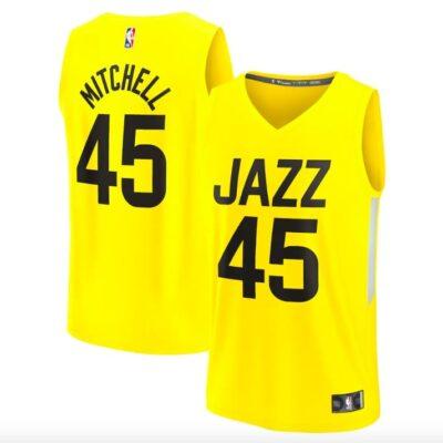 2022-23-Utah-Jazz-45-Donovan-Mitchell-Fast-Break-Icon-Yellow-Jersey-1