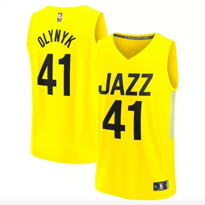 2022-23-utah-jazz-41-kelly-olynyk-fast-break-icon-yellow-jersey