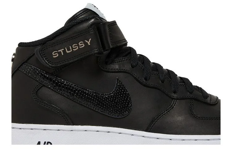 Кроссовки Stussy x Nike Air Force 1 Mid 'Black Snakeskin'