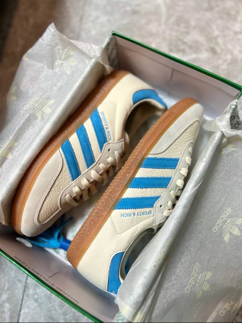 Кроссовки Sporty & Rich x adidas Samba OG Cream Blue купить оригинал ...