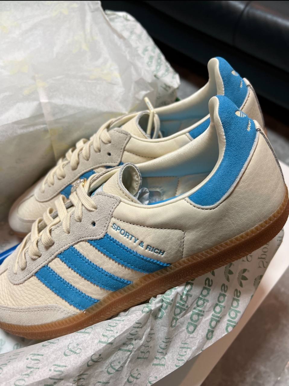 Кроссовки Sporty & Rich x adidas Samba OG Cream Blue купить оригинал ...