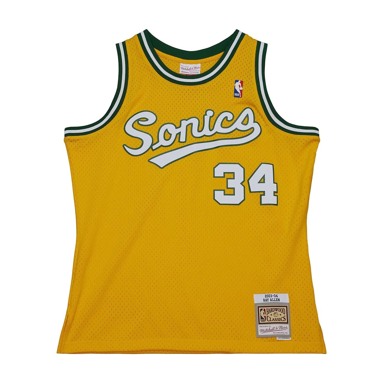 2003-04-seattle-supersonics-ray-allen-34-swingman-hardwood-classics-yellow-jersey