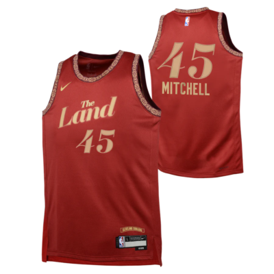 2023-24-Cleveland-Cavaliers-Donovan-Mitchell-45-Youth-Swingman-City-Edition-Red-Jersey-1