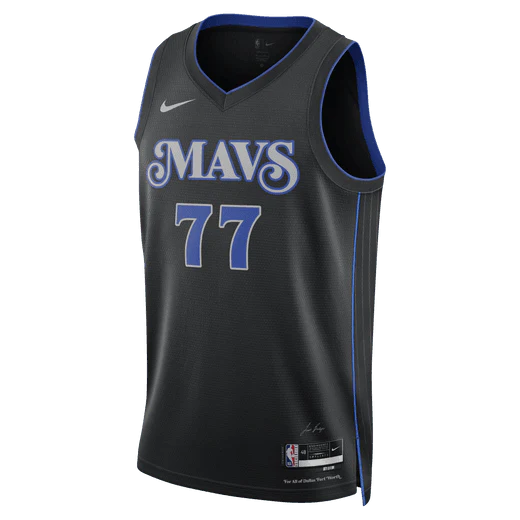 2023 24 Dallas Mavericks Luka Doncic 77 Swingman City Edition Black Jersey