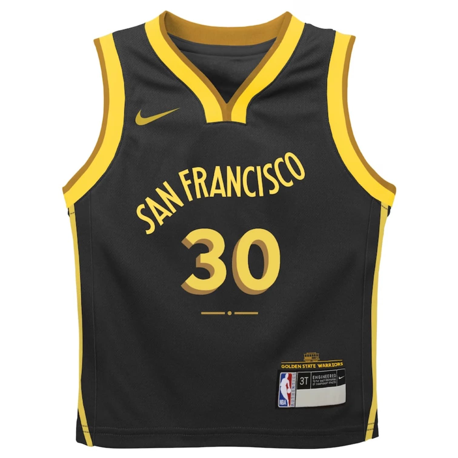 Баскетбольная джерси 2023-24 Golden State Warriors Stephen Curry #30 Boys City Edition Black Jersey