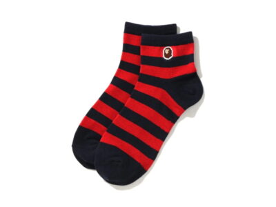 BAPE-Ape-Head-One-Point-Hoop-Ankle-Socks-Black-Red