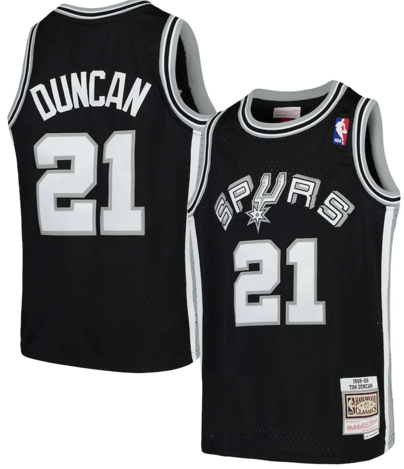 1998-99-san-antonio-spurs-tim-duncan-21-youth-hardwood-classics-throwback-nba-swingman-black-jersey