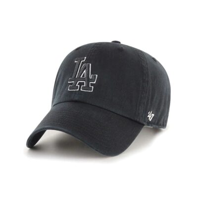 47-Brand-Los-Angeles-Dodgers-Black-And-White-47-Clean-Up-MLB-Strapback-Hat