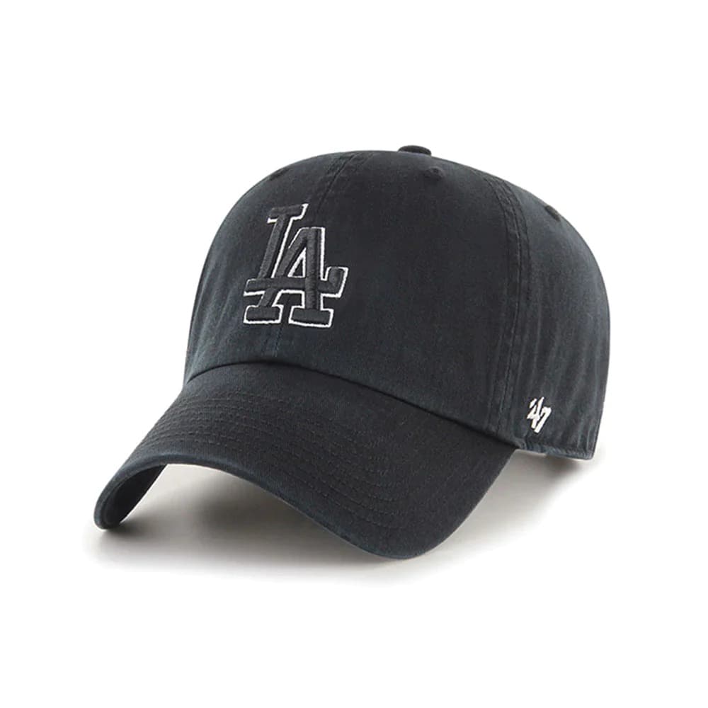 47-brand-los-angeles-dodgers-black-and-white-47-clean-up-mlb-strapback-hat