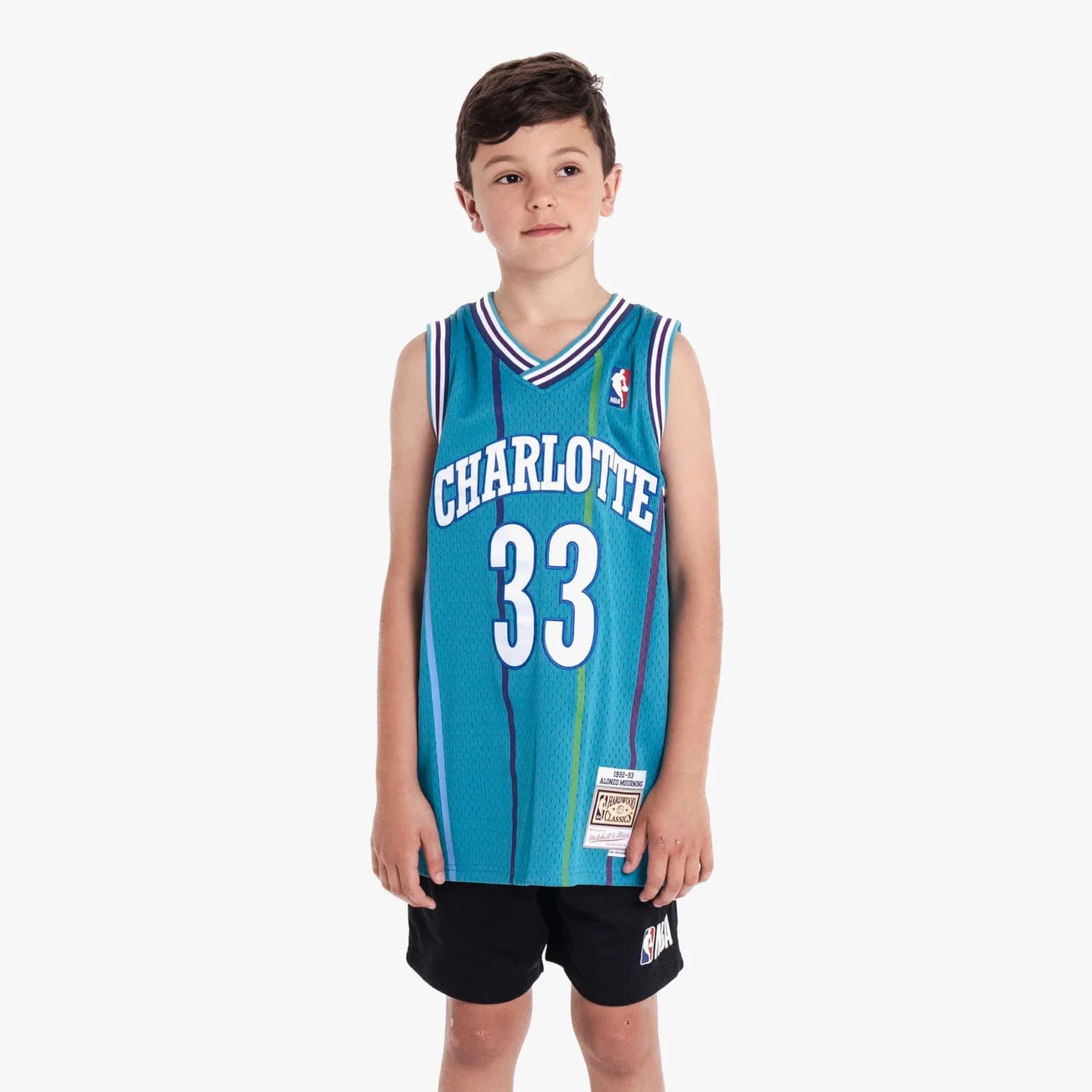 1992-93-charlotte-hornets-alonzo-mourning-33-hwc-youth-nba-swingman-teal-jersey