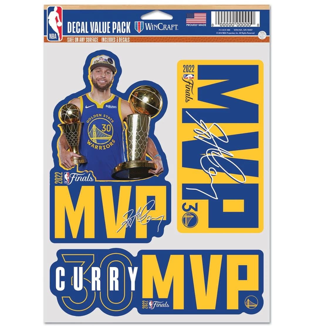 wincraft-stephen-curry-golden-state-warriors-decal-3-pack-decal-stickers