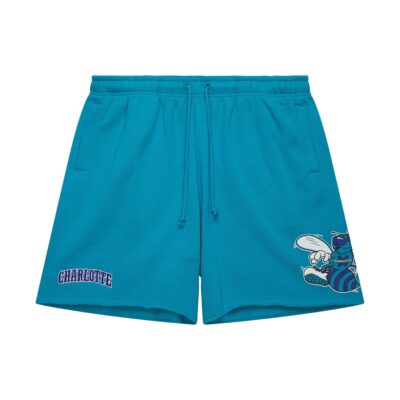 Mitchell-Ness-Postgame-Fleece-Vintage-Logo-Charlotte-Hornets-Shorts